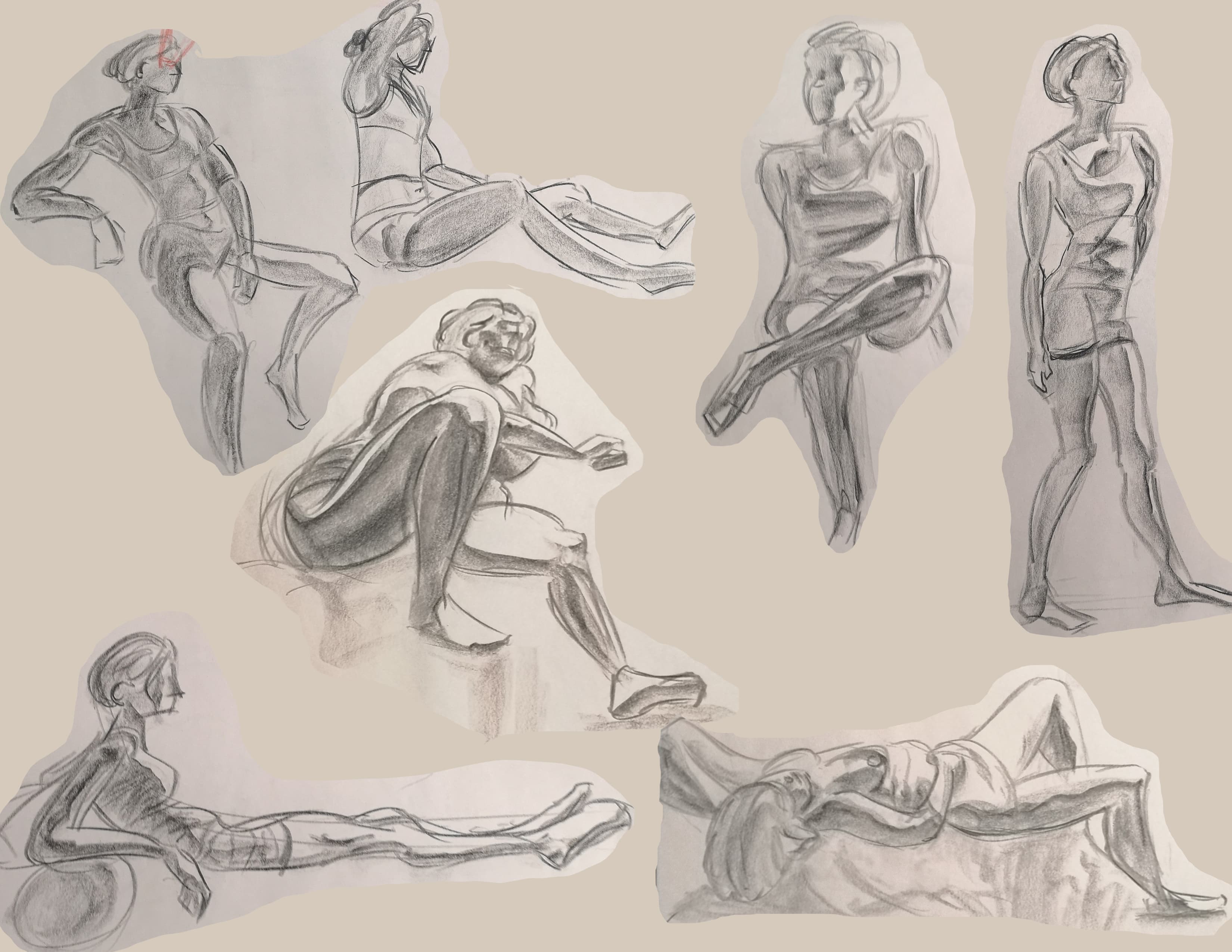 Life drawing involving different lighting